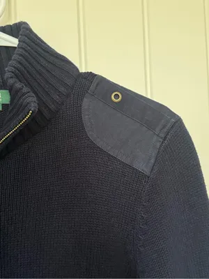 Lauren Ralph Lauren Navy Cotton Full Zip Military‎ Sweater Jacket L thumbnail 3