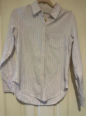 Abercrombie & Fitch Striped Button Down Shirt Small Pink‎ Blue Coastal Preppy thumbnail 1