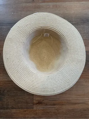 American Exchange Pearl & Gold-Studded Beige Straw Sun Hat thumbnail 3