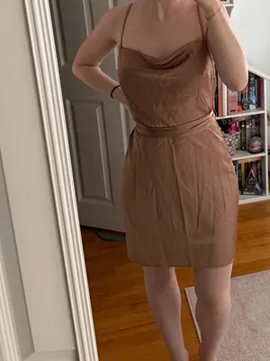 Express Gold Satin Mini Dress thumbnail 4