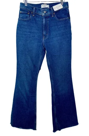 NWT Abercrombie & Fitch Vintage Flare High Rise Blue Denim Raw Hem Jeans Sz 27 4 thumbnail 1