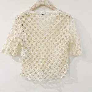 Sandro V-neck pattern lace top thumbnail 8