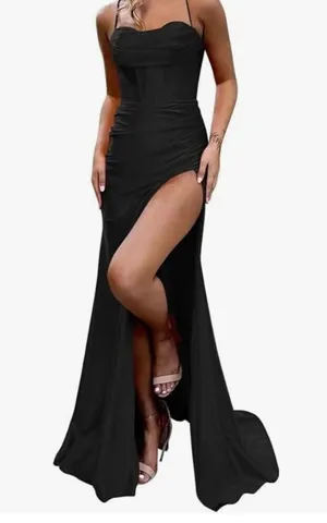 NWT Black Satin Dress Size 4! Will need steaming to get out wrinkles :) thumbnail 1