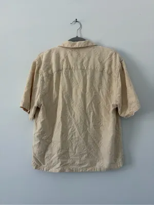 Abercrombie & Fitch The Summer Linen Blend Cropped Eyelet Quilted Button Down S thumbnail 2