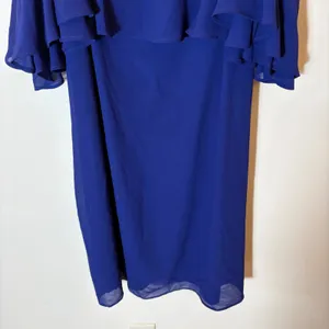 Eliza J Royal‎ Blue Cold Shoulder Ruffle Chiffon Dress Size 14 thumbnail 4