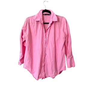 ZARA Poplin Button‎ Down Shirt Pink X-Small thumbnail 2