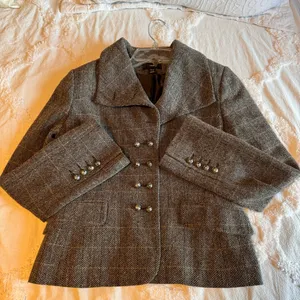 Womens Blazer Size US 8 EU 38 Gray Herringbone H&M Wool‎ Blend Jacket thumbnail 15