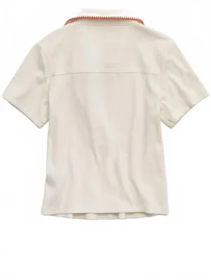 AE Aerie Cropped Polo T-Shirt American Eagle Black NWT Natural Size Medium thumbnail 5