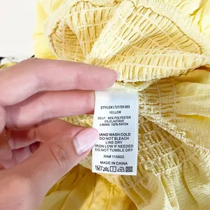 Lush Smocked Cap Sleeve Tie Front Top Blouse Butter Yellow Medium thumbnail 4