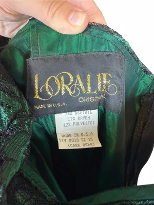Lorelie Vintage Emerald Lace Tulle Bow Prom Dress Romantic Gothic Ethereal Sz 10 thumbnail 4