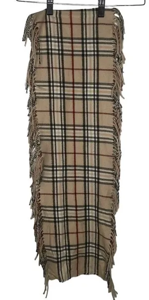 V. Fraas Cashmink Plaid Scarf Fringe Trim Unisex Adult Preppy Striped Cozy thumbnail 1