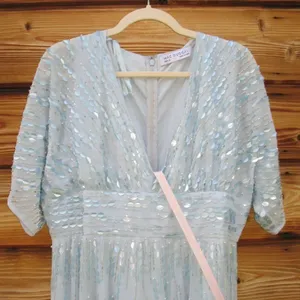 Mac Duggal 10807 Blue Embellished V Neck Evening Gown Size12 thumbnail 8