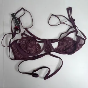 Vera Large Cage Bralette Plum Purple Lace Strappy Adjustable 30018 New Sexy Edgy thumbnail 6