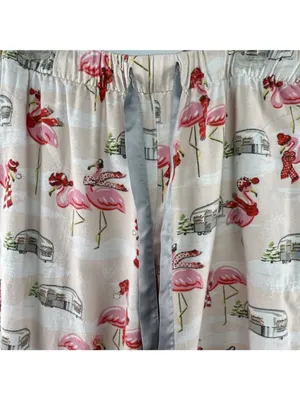 Nick and Nora Sz Small Pajama Set Womens Pink Drawstring Pockets Camper Flamingo thumbnail 3