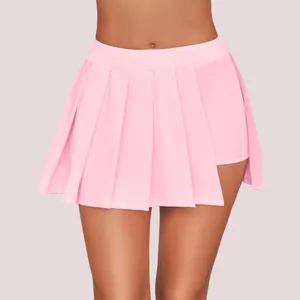 NWT Baby Pink Pleated Mini Skirt With Solid Ruffle Tennis Skirt - Small thumbnail 1