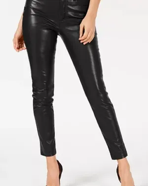 Guess Women's Faux Leather Pants Trousers Festival Rave Preppy Black Size M thumbnail 1