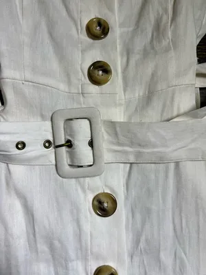 Forever 21 White Linen Blend Button Front Belted Midi Dress Small thumbnail 4