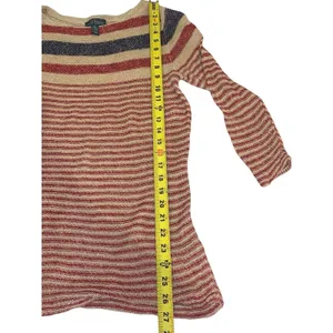 Lauren Ralph Lauren Sweater Womens Small Red Blue‎ Striped Linen Blend Nautical thumbnail 5