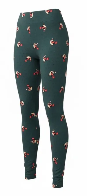 LuLaRoe Leggings OS Green Christmas penguins thumbnail 1