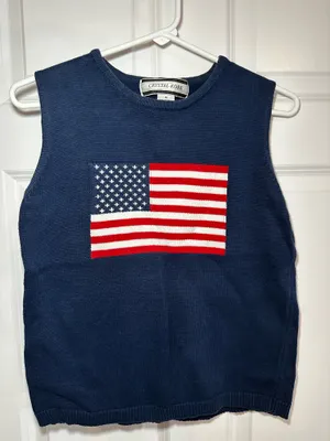 Vintage American Flag Sweater Blue Size M thumbnail 2