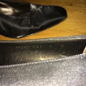 Salvatore Ferragamo black satin block heel pumps with rhinestone accent details thumbnail 9