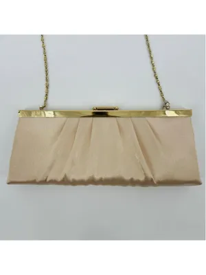 NWT Vintage Gunne Sax Champagne Satin Gold Evening Bag Formal Clutch thumbnail 2