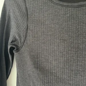 Lululemon ribbed gray cropped long sleeve top built in bra size 6 thumbnail 2