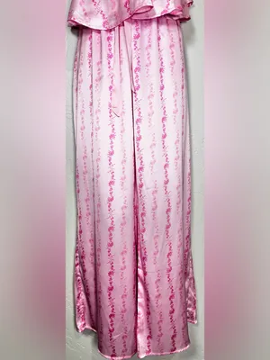 Rareraw Cottagecore Coquette Pink Satin Pajama Set Size Medium thumbnail 8