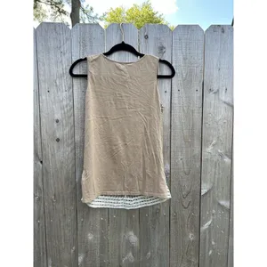 89th & Madison Lace Tank Metallic Thread Layer Crochet Sz Large Tank‎ Gold Fairy thumbnail 7