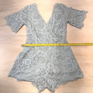 Altard State Sage Green Lace Romper Womens S Open Back Cottagecore Bridal Boho‎ thumbnail 11
