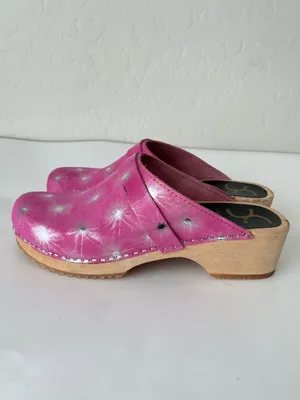 Cape Clog Starburst Colorful Silver Pink Suede European Clogs Size EU 40 US 9 thumbnail 2