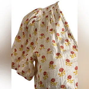 Madewell Sophia short - sleeve Top in wild calendula block print thumbnail 5