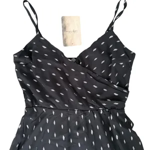 Lily Rose Black Silver‎ Metallic Leaf Print Smocked Bodice Mini Dress Women's M thumbnail 3