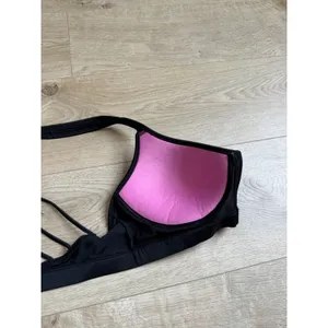 EUC Victoria Secret Pink ULTIMATE push cup zip front black sports strapy size M thumbnail 11