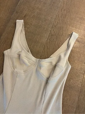 zara ribbed beige sleeveless tank mini dress thumbnail 2