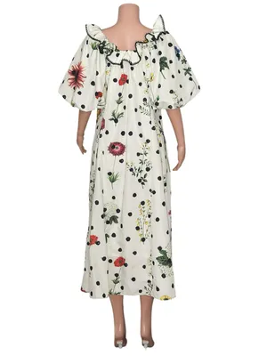 NEW ZOCO. Good Luck Puff Sleeve Dress, Polka Dot Floral, Large thumbnail 5