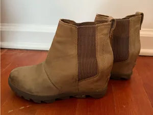 SOREL Light Olive Green Leather Wedge Boots thumbnail 1