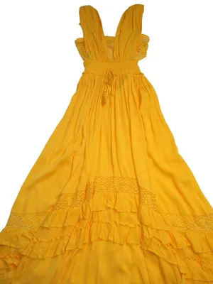 NWT Free People Santa Maria Maxi in Citrus Ave Orange Crochet Lace Trim Dress S thumbnail 6