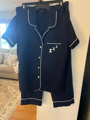J.‎ Crew Navy Short-Sleeve Pajama Set with White Piping thumbnail 1