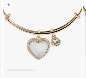 Mother of Pearl Heart Anniversary Bangle thumbnail 2
