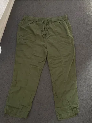Time and Tru Olive Green Cargo Drawstring Pants Sz 16-18 thumbnail 1