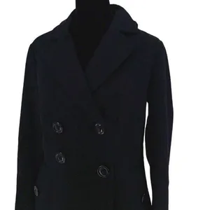 Banana Republic Womens Double Breasted Notch Collar Wool Blend Peacoat Black XS thumbnail 4