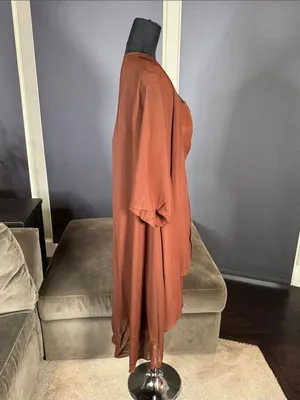Women’s Brown Chiffon Formal Mother of the Bride Dress Draped Jacket Size 14 NWT thumbnail 3