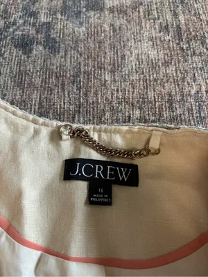 J. Crew Linen Cropped Lady Jacket Raffia Blazer in Buff Clay Beige Size 16 thumbnail 9