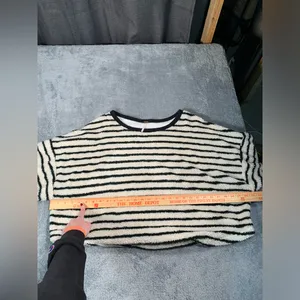 Free people Breton Striped pullover long sleeve fleece medium thumbnail 8