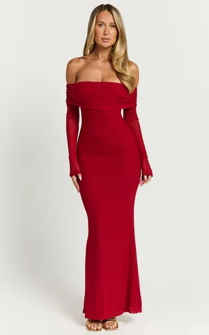 New Showpo Diamond Bethanie Maxi Dress Off Shoulder Mesh Dress MSRP $129 thumbnail 4