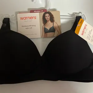 Warner's Play It Cool Wireless Lift Bra - Black thumbnail 1