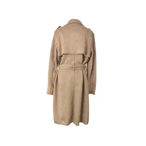NWT Tahari Faux Suede Trench Coat Taupe Belted XL Long Duster Jacket Capsule thumbnail 3