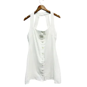 Showpo. Linen Look Halter Neck Ricki Mini Dress in White size 8 NWT thumbnail 5