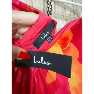NWT Lulus Islay Hot Pink Floral Abstract Mesh Strapless Midi Dress Cruise Sz XL thumbnail 7